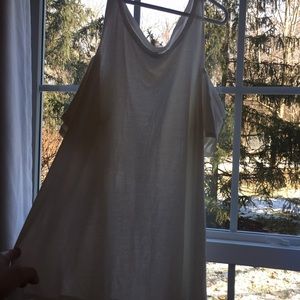 White Flowy Shoulder Cut Out Blouse